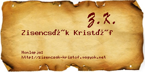 Zisencsák Kristóf névjegykártya